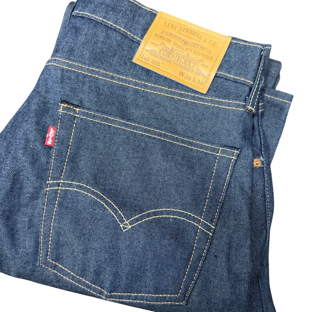 Levi's Lot 555 Jeans Mens W34 L34 Dark Indigo Premium Straight Leg Denim Big E